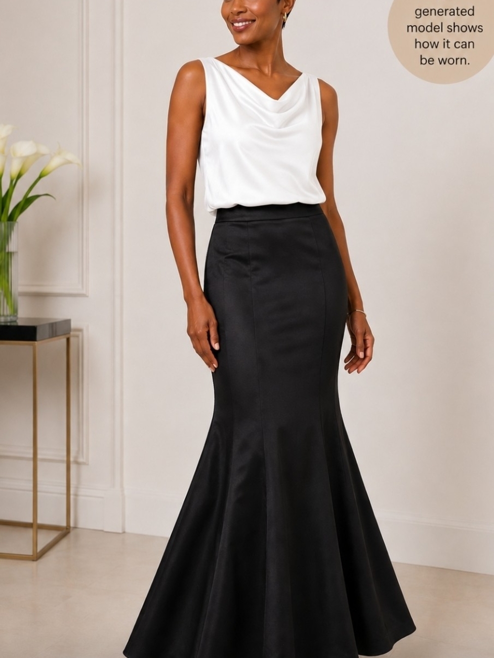 Coast Black Satin Mermaid Maxi Skirt UK12 /US8 Formal Evening Trumpet Fishtail